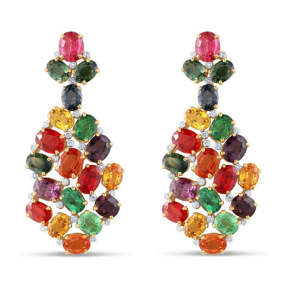How To Create Stunning Jewelry Photographs 1 a photo of a pair of dangling stone earrings multicolor on a white background