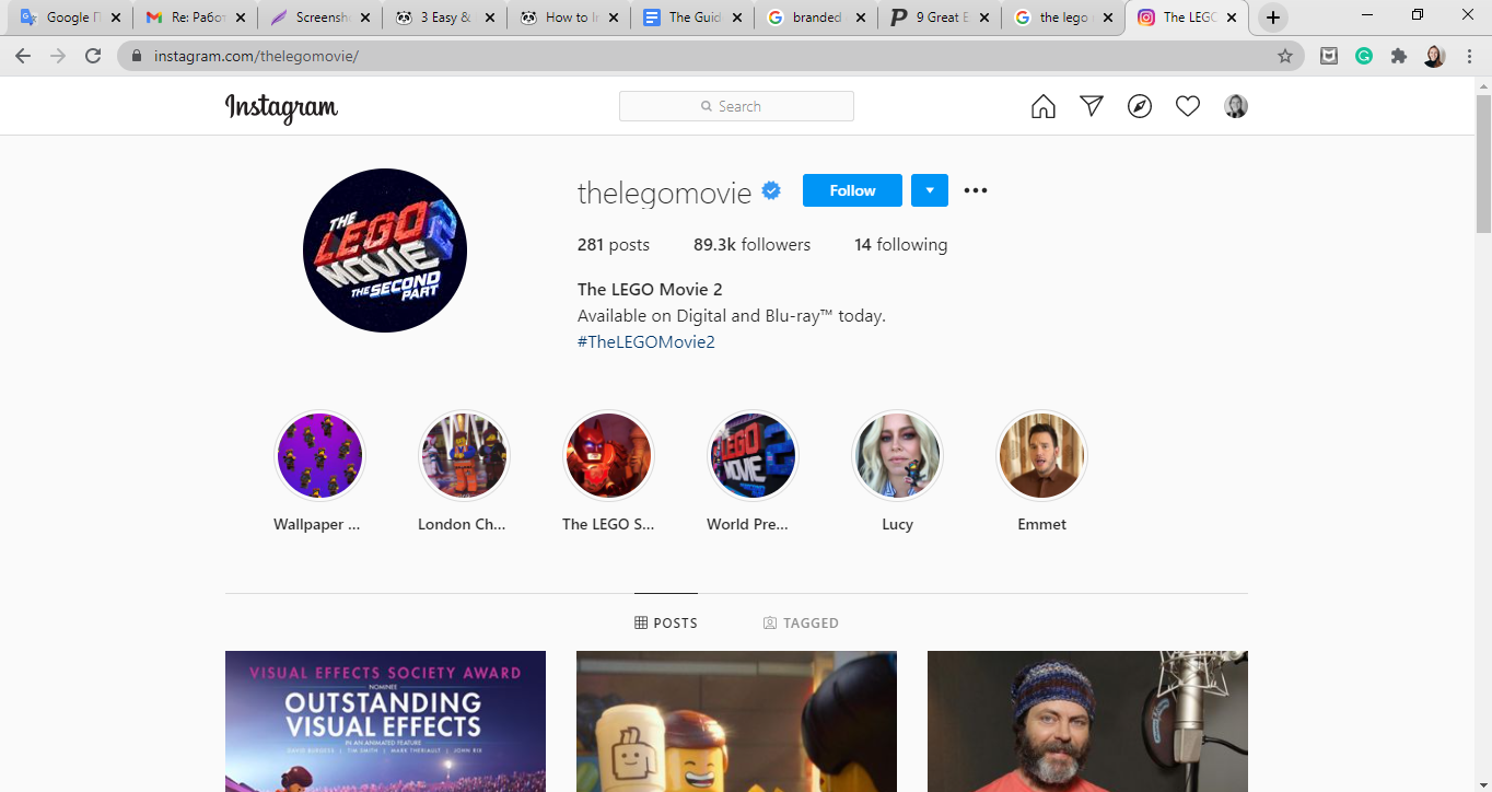 The Guide On Writing Branded Content For Social Media 3 the lego movie instagram page